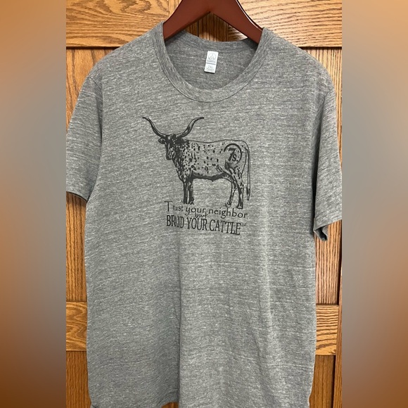 Gray Graphic T-Shirt with Longhorn Design - Picture 1 of 3